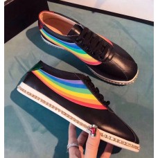 Gucci Falacer Patent Sneaker With Web Black/Rainbow 2018