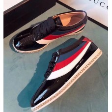 Gucci Falacer Patent Sneaker With Web Black 2018