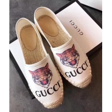 Gucci Logo Tiger Canvas Espadrille White 2018