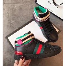 Gucci High-top Sneaker with Sylvie Web Black/Green 2018