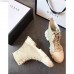 Gucci Flat Lace-Up Canvas Short Boots Light Beige 2018