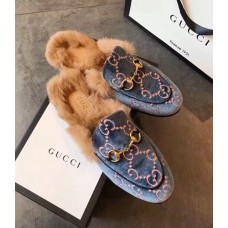 Gucci Princetown GG Velvet Slipper 448657 Blue 2018