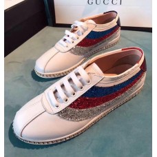 Gucci Falacer Sneaker With Glitter Sylvie Web 498921 White 2018