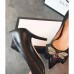 Gucci Leather Heel 7cm Mid-Heel Pumps With Bow 496641 Black 2018