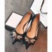 Gucci Leather Heel 7cm Mid-Heel Pumps With Bow 496641 Black 2018