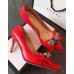 Gucci Leather Heel 7cm Mid-Heel Pumps With Bow 496641 Red 2018