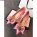 Gucci Leather Heel 7cm Mid-Heel Pumps With Bow 496641 Pink 2018