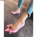 Gucci Leather Heel 7cm Mid-Heel Pumps With Bow 496641 Pink 2018