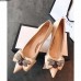 Gucci Leather Heel 7cm Mid-Heel Pumps With Bow 496641 Apricot 2018