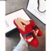 Gucci Velvet Slipper With Sylvie Bow 496561 Hibiscus Red 2018