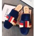 Gucci Velvet Slipper With Sylvie Bow 496561 Blue 2018