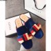 Gucci Velvet Slipper With Sylvie Bow 496561 Blue 2018