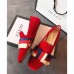 Gucci Velvet Embroidered Slipper With Ballet Flats 505283 Red 2018