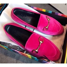 Gucci Jordaan Velvet Horsebit Detail Loafer 431467 Hot Pink 2017