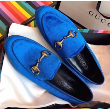 Gucci Jordaan Velvet Horsebit Detail Loafer 431467 Blue 2017