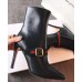 Gucci Heel 10cm Sylvie Leather Web Stripe With Buckled Belt Ankle Boot 475653 Black 2017