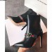 Gucci Heel 10cm Sylvie Leather Web Stripe With Buckled Belt Ankle Boot 475653 Black 2017