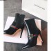 Gucci Heel 10cm Sylvie Leather Web Stripe With Buckled Belt Ankle Boot 475653 Black 2017