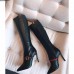 Gucci Heel 10cm Sylvie Leather Web Stripe With Buckled Belt Kee Boot 475650 Black 2017