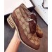 Gucci Suede and GG Canvas Mid-heel Shoe 498106 Brown 2018