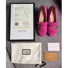 Gucci double G Suede mid-heel pump 2016 fall/winter Rosy(GD4012-721302)