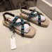 Gucci Grosgrain Espadrilles Sandals with Crystals 573024 Blue 2019