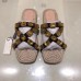 Gucci Grosgrain Espadrilles Slide Sandals with Crystals Gold 2019