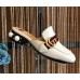 Gucci Calfskin Leather 3.5cm heel Web Details Pearls Trim Slipper white