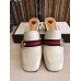 Gucci Calfskin Leather 7.5cm heel Web Details Pearls Trim Slipper white