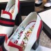 Gucci Heel 12cm Platform 6cm Pearl GG Web Pumps White 2018