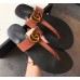 Gucci Leather Thong Sandals with Double G 497444 Brown