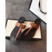 Gucci Leather Thong Sandals with Double G 497444 Brown