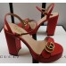 Gucci Heel 11cm Platform 2.5cm Sandals with Double G 573021 Red 2019