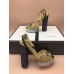 Gucci Glittered Bee Trim Heel Sandals 475915 Gold 2018