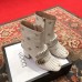 Gucci Heel 7.5cm Double G Fringe Leather Boots Gold Thread Embroidered Bees And Stars 551545 White 2018