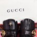 Gucci Heel 4.5cm Double G Fringe Leather Pumps Gold Thread Embroidered Bees And Stars 551548 Black 2018