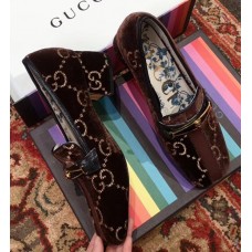 Gucci GG Velvet Loafer/Pumps with Stripe Coffee 2018