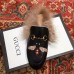 Gucci Princetown Leather Fur Slipper Black Bee