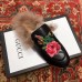 Gucci Princetown Leather Fur Slipper Black Flowers