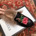 Gucci Princetown Leather Fur Slipper Black Flowers