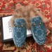 Gucci Princetown GG Velvet Fur Slipper Blue