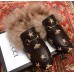 Gucci Princetown Leather Fur Slipper Black Bee And Star