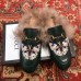 Gucci Princetown Leather Fur Slipper Black Crystal Butterfly