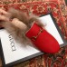 Gucci Princetown Leather Fur Slipper Red