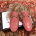 Gucci Princetown Leather Fur Slipper Pink