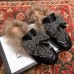 Gucci Princetown Crystal Embroidered Bow With Lamb Fur Slipper Horsebit Detail 471955 Black