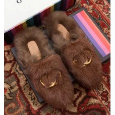 Gucci GG Princetown Mink Fur Mules Slipper Brown 2018