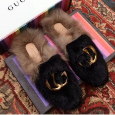 Gucci GG Princetown Mink Fur Mules Slipper Black 2018