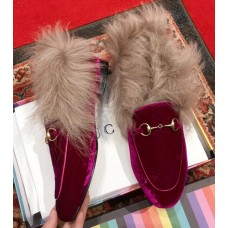 Gucci Princetown Jordaan Fur Wool Loafer 496626 Velvet Fuchsia 2018