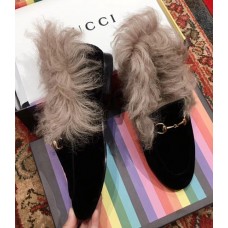 Gucci Princetown Jordaan Fur Wool Loafer 496626 Velvet Black 2018